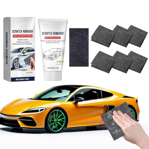 Kit Reparación Arañazos Coche 2025, Paños Nano Eliminador de Rayaduras con Pasta de Pulido 60g, Restaurador Pintura para Coche, Moto y Superficies Variadas, 6 Paños Profesionales