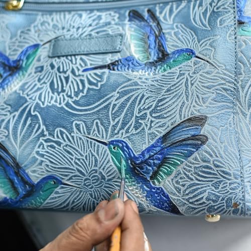 Image of Anuschka Women's Leather Satchel - Hand-Painted Genuine Leather Handbag with Detachable Strap for Everyday Use - 690, Satchel