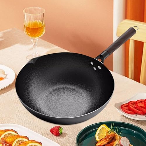 Wok de hierro 12.60 pulgadas con mango de madera miniatura 4
