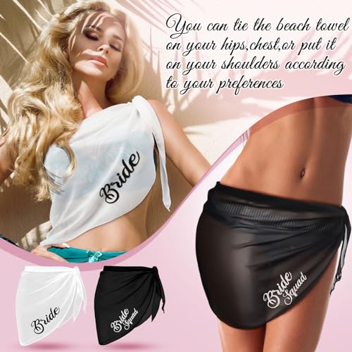 Jiuguva Wedding Bride Bikini Cover up Bridesmaid Sarong Women Bathing Suit Wrap Swimwear Chiffon for Bachelorette Pool Party4