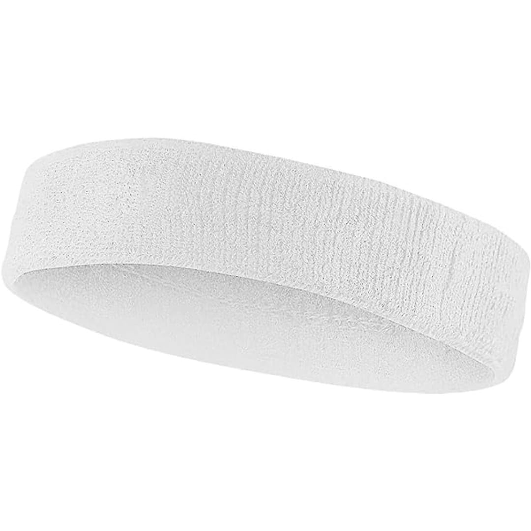 Natani Traders White Sports Sweatband Headband, 100% Terry Cotton | Super Absorbent, Machine Washable, Stretchy Fit-image-25