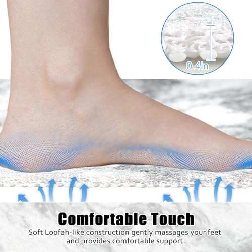Image of Square Shower Mat Non Slip: 24x24 Inch Shower mats for Inside Shower with Drain Hole in Middle, Super Soft PVC Loofah Massage Shower Floor Mat, Anti Slip Shower Stall Mat, Quick Drying