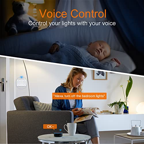 Smart Switch 3 Gang (Not 3 Way Switch), Smart Wifi Light Switch Work With Alexa Google Home And Ifttt, Voice And Remote Control, No Hub Required, Single-Pole Only #TOP6