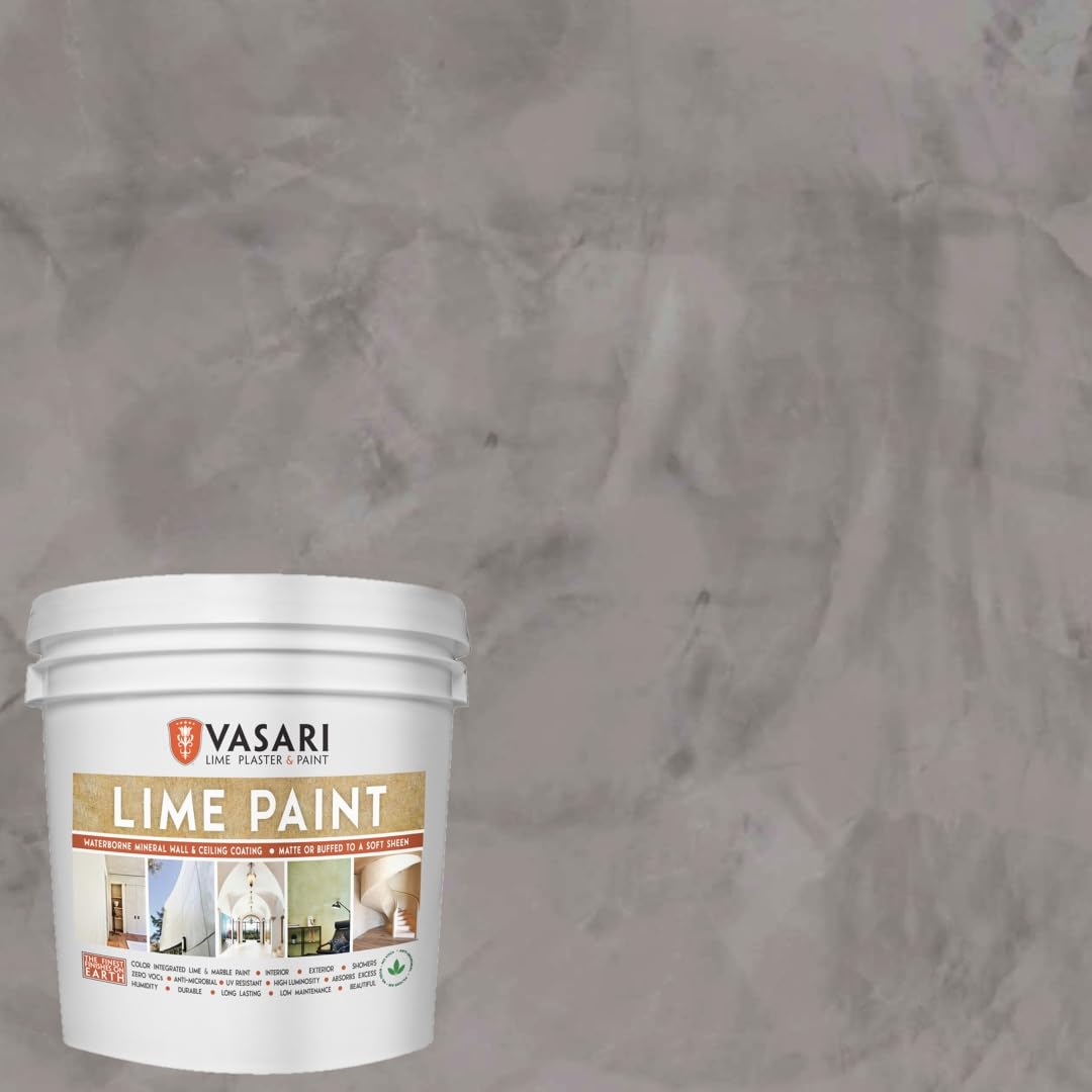 VASARI Lime Plaster & Paint | LIME PAINT | Made from Natural Lime and Powdered Marble | color: Granite #25 | size: 1 Gallon