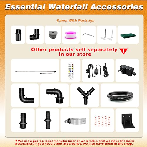 LONGRUNNEW Teich Wasserfallklingen Set, 30 cm Acryl Poolfontäne mit Zubehör, Breite 18 cm Gebogene Auslauf Spritzwand für Garten Patio Teichdekoration