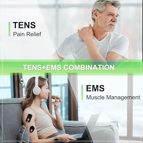Belifu Dual Independent Channels Tens Ems Unit For Pain Relief, Tens Unit Muscle Stimulator With 24 Modes 20 Levels Intensity, Electric Pulse Massager Tens Massager With 10 Pads, Storage Bag #TOP3