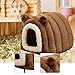 Bothyi Hamster Bed Hideout House Warm Anti Slip Hut Guinea Pig House Nest for Rat Hedgehog Chinchilla Dwraf Hamster Cage Accessories, Brown