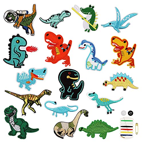 Aufnäher Patches,Aufbügelflicken Kinder zum Nähen-auf oder Aufbügler,Bügelflicken Kinder mit Nähzeug,Flicken zum Aufbügeln für Kinder Erwachsene,T-shirt,Hut,Jeans,Rucksäcken,Kurzer Rock (Tier-17stk) Cover