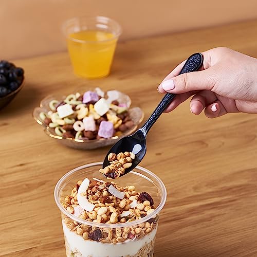 Image of FULING [300 Combo Box] Black Plastic Forks Spoons Knives Heavyweight Utensils Disposable Silverware Heavy Duty Cutlery Set