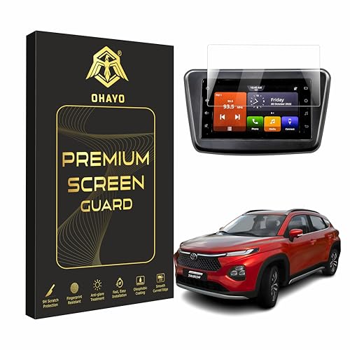 Image of OHAYO 9H Hard Screen Protector for Toyota Urban Cruiser Taisor S, S+, G 7 Inch Infotainment Display | Military Strength Scratch Resistant, Anti Fingerprint, Water Repellent | Not Tempered Glass Touchscreen Guard