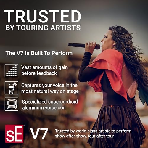 Image of SE ELECTRONICS V7 Push-to-Talk Dynamic Microphone for Singing, Speech & Studio Recording - XLR Handheld Professional Microphone with Supercardioid Aluminum Voice Coil for Huge Gain Before Feedback