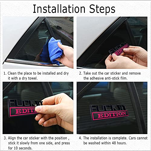 Image of Fuck IT Edition Emblem, Car Exterior Emblems Badge 3D Sticker Decal, Fuck-IT Edition Emblem 3D Fender Badge Decal, 3D Fender Badge Decal Car Truck Replacement, Fit for All Cars (Black Rose)