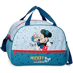 Maletas Deportivas Para Niños Disney Mickey Road Trip Bolsa de Viaje Azul 40x28x22 cms Poliéster 24,64L