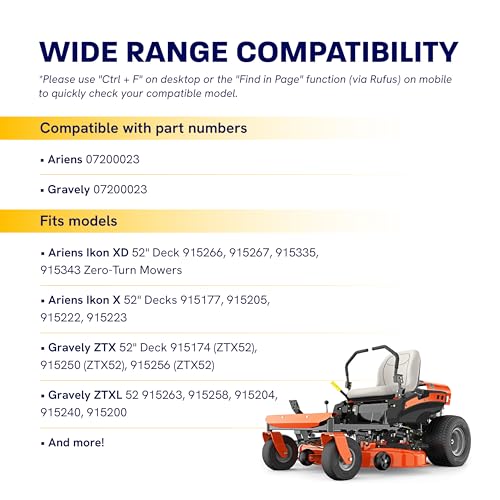 Image of [Upgraded Grip120] Canamax 07200023 Deck Belt - for 52 Inch Deck Ariens Ikon X, Ikon XD, Zoom, Zoom XL, Gravely ZT X & ZTXL 52 inch Deck Belt - Replaces Exmark /Toro 130-0843 | Aramid Cord | 1 /2 x 145.5