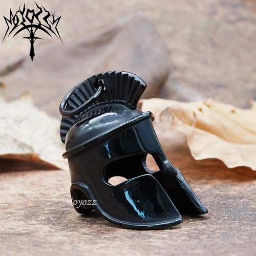 Image of Motorcycle Biker Roman Gladiator Warrior Spartan Helmet Guardian Bell Luck Gremlin Ride Bell Hanger or Lucky KeyChain