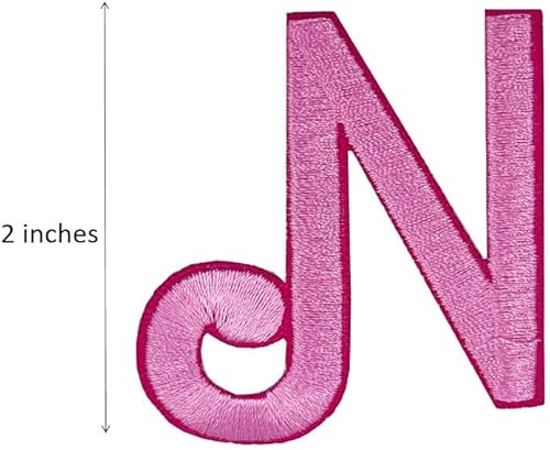 Miniatura 2 de Parches bordados con letras cursivas rosadas para planchar, apliques para ropa, sombrero de vestir, sombrero, jeans, letra del alfabeto (Aa-Zz),