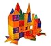 Mag-Genius Award Winning building Magnet Tiles Blocks Clear Colors 3D Brain Building Blocks Set of 108 +15 extra piece set bonus Includes 2 Cars And Free Storage Bin AGE 3 +