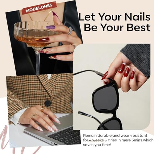 Image of modelones 40 Pcs Gel Nail Polish Set, 36 Colors Mothersday Red Nude Brown Yellow Pink White Black Gel Nail Polish Kit Purple Blue Nail Art with Base Coat& Matte Glitter Glossy Top Coat DIY LED Gift