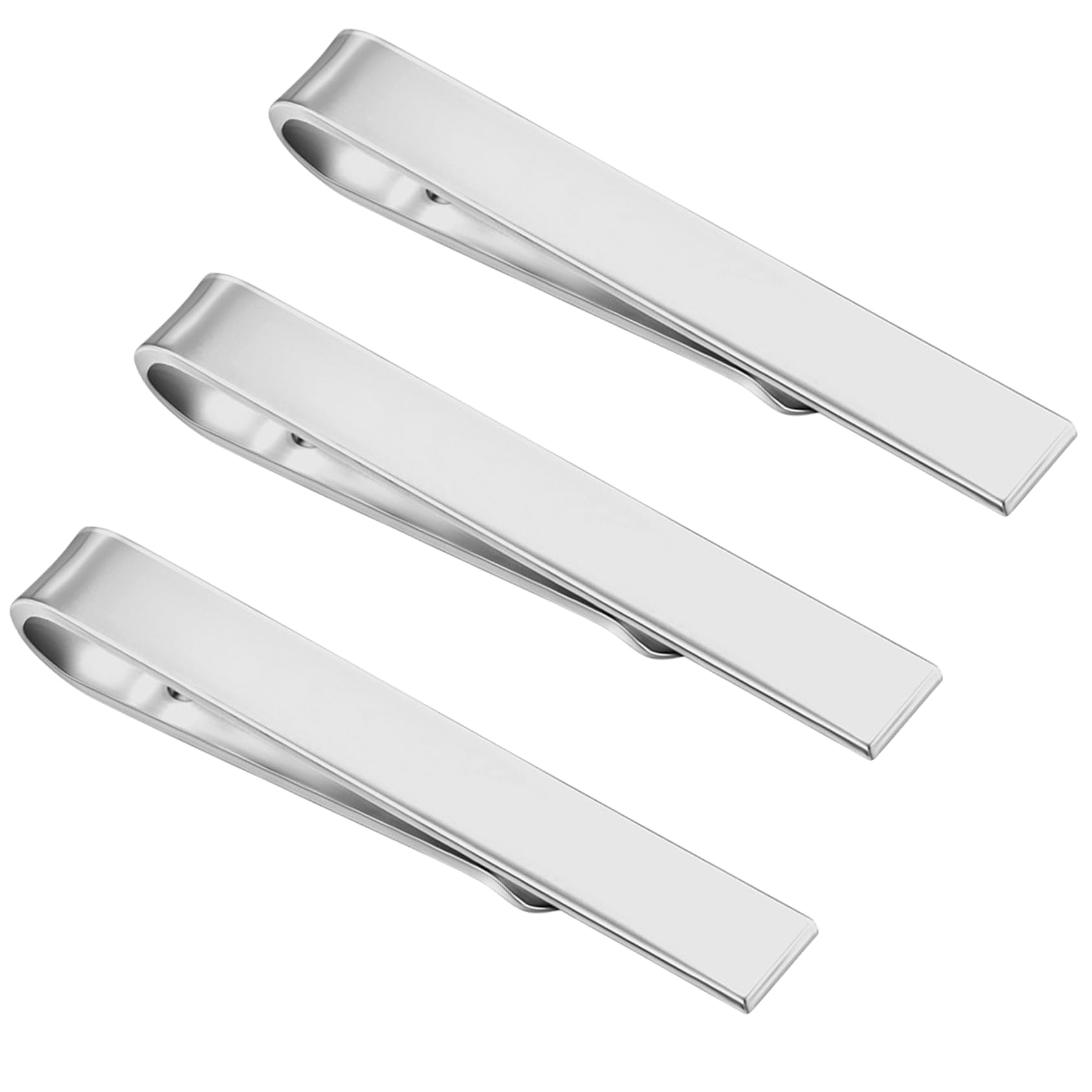 Roctee Men's Tie Clip For Skinny Ties, 3 Pack Small Tie Clip For Men, Tie Clasp Pinch Necktie Clip On Shirt Tie, Suitable For Business Metting Wedding Birthday Gift Father Boyfriend Son