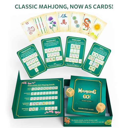 Image of Mahjong Go! Card Game, Classic Mahjong Reimagined, Perfect for Game Night | Fast-Paced Strategy and Skill Game with Wind Rounds, Travel-Friendly, Gift for Mahjong Lovers, Adults and Teens