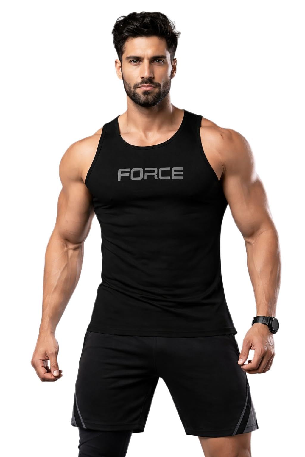 3Colours RGB Men's Active Wear Sleeveless Tank top, Gym Vest, Leisure wear -Force