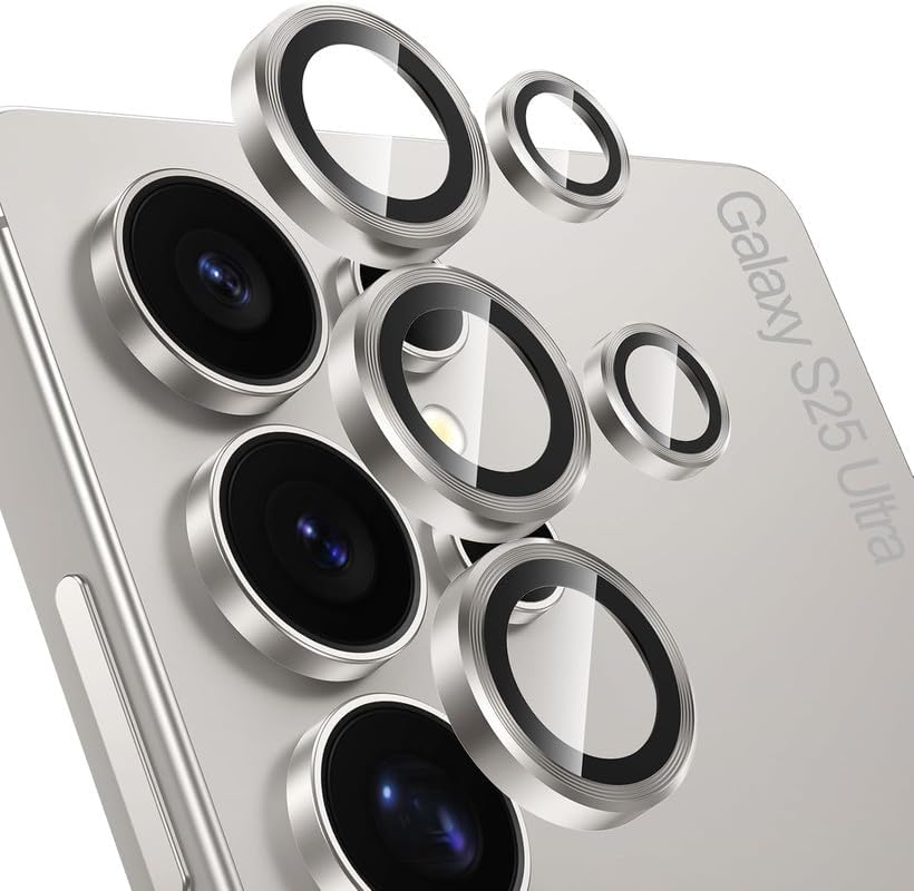 Image of Skinomi Camera Lens Protector Compatible with Samsung Galaxy S25 ultra 5G [Anti-Scratch] Premium Tempered Glass Film Aluminum Alloy Lens Ring Cover- Titanium Grey