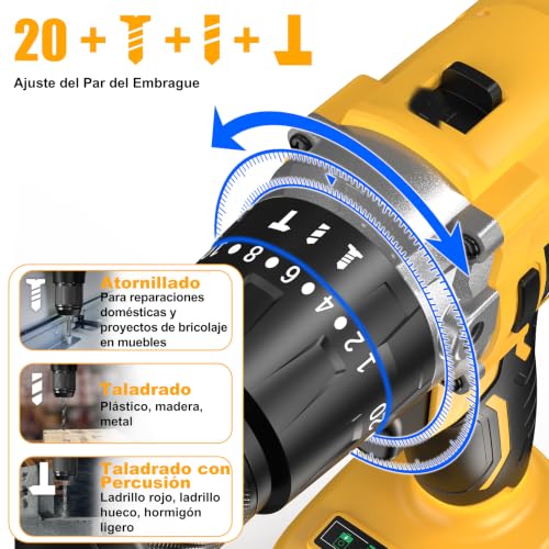 21V Taladro Percutor Bateria 100Nm - 2150RPM Taladro Atornillador Batería - Ergonomía, empuñadura y acabados de la herramienta