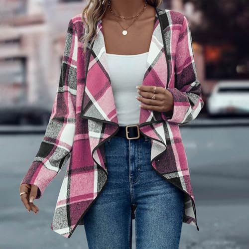 women's Fashion Flannel Shirts 2025 Casual Long Sleeve Plaid Shacket Fall Trendy Outwear Baggy Flannel Jacket Coat2