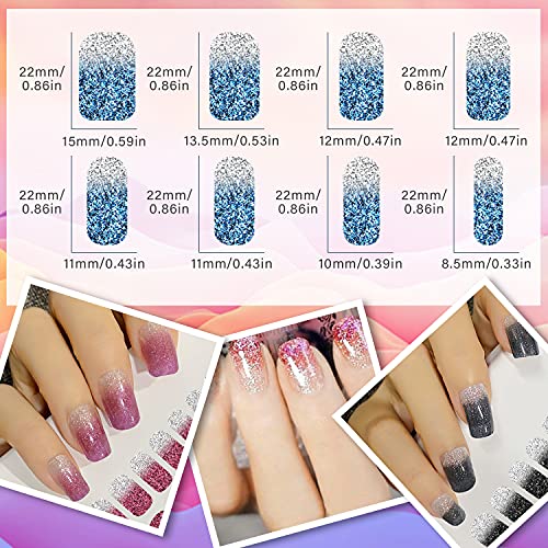 Nagellack Aufkleber, Farbverlauf Nagelsticker, 13 Blatt Selbstklebende Nagelkunst Aufkleber, Nail Art Aufkleber mit… – Bild 3
