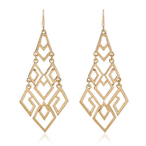 D EXCEED Women's Chandelier Drop Earrings Gift Wrapped Fashion Gold Cutout Tiered Dangle Drop Earrings Gold