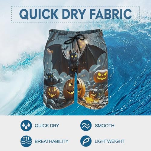 Men's Swim Trunks Quick Dry Board Shorts with Pockets Beach Shorts Halloween Bat Bathing Suits for Men3