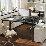 PRAISUN 55 X 20 Inch Office Computer Desk with Power Outlets and USB-C Port, Larger and Longer Gaming Desk, for Home Office, Study, Bedroom, Writing Work from Home Table, Metal Frame, Black - Image 2