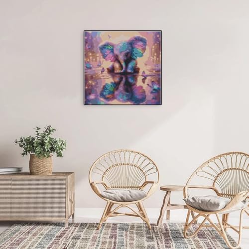 Image of Elephant Stamped Cross Stitch Kits for Adults Beginner, Easy Counted Cross Stitch Kits Printed Butterfly Stitching Patterns Dimensions,Cute Needlepoint Art Crafts Embroidery Kits for Home Decor