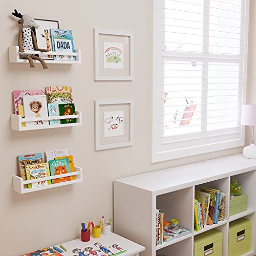 Brightmaison Nursery Book Shelves - Floating Wall Shelves – Baby, Kids, Nursery Wall Decor - Wall Mount Book Organizer Storage Ledge, Display Holder For Toys - Set Of 3, Ships Assembled (White) #TOP4