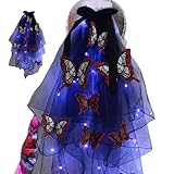 [Cileznw] ゴシックベールライト |お祭り用ヘアアクセサリー |バタフライベールヘッドピース、カーニバルコスチュームヘッドピースゴシックフェスティバルアクセサリーカーニバルヘアアクセサリーゴシックライトベール