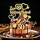 BMGRKYQX 7 Stück Tortendeko Goldene Hochzeit Cake Topper 50 Jahre Gold Glitzer Hochzeitstag Goldhochzeit Kuchendeko Deko Torten Topper Goldene Hochzeit Geschenk