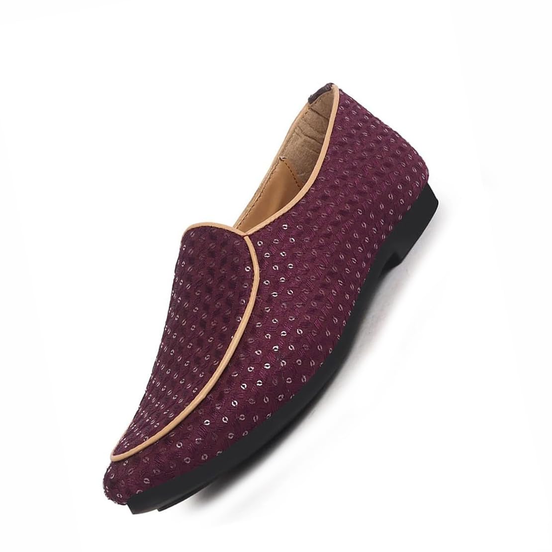 Men Embroidery Sequin Ethnic Slip On Round Toe Juttis and Mojaris for Wedding|Festive Party Slip-On|Traditional Sherwani Shoes-image-28