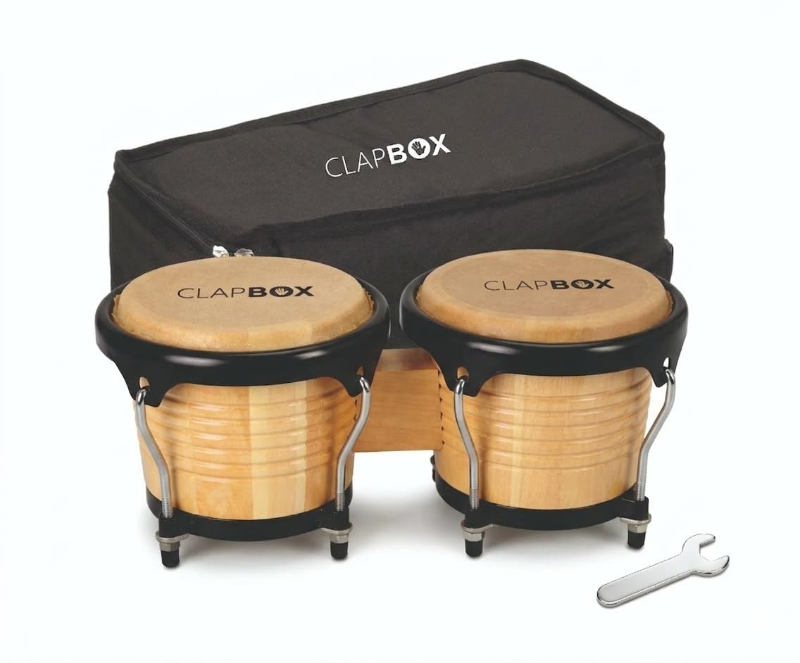 Clapbox Bongo ZHB-100 (7.5''+8.5'') For Professionals - with Padded Bag and Tuning Key, Natural Colour-image-10