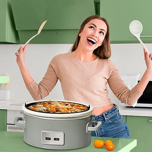 Silicone Slow Cooker Liner fit 7-8 Quart, Thickened Foldable Crockpot Liners Oval Crock-Pot, Reusable Leakproof Crock Pot Liner BPA Free Dishwasher Safe