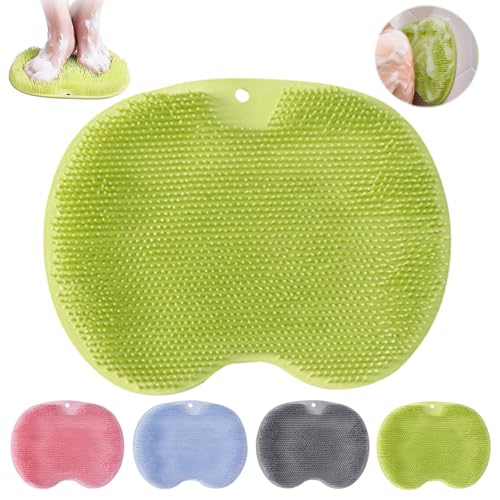 Tapis de Bain en Silicone, Brosse Pieds Douche, Coussin de Massage pour Pieds, Nettoyeur de Dos avec Ventouse, Foot Scrubber, Dos Nettoie, Nettoie, Exfolie, Masse vos...