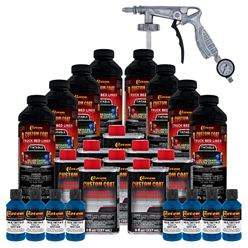 Image of Custom Coat Safety Blue Urethane Spray-On Truck Bed Liner Kit, 2 Gallons