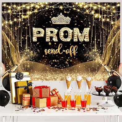 Fondo Fotográfico Prom Send Off 7x5FT Negro Oro miniatura 7