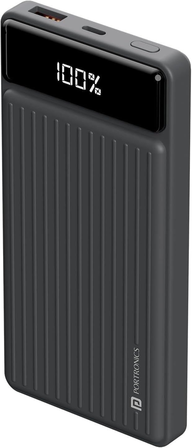 Luxcell B 10K 10000 mAh 22.5W Fast Charging Power Bank, Ultra Slim Power Bank with Mach USB-A Output, Type C PD Output, Type C Input, Wake Up Button(Black)