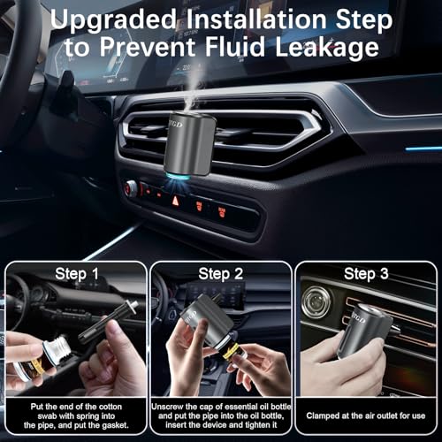 Image of Smart Car Air Freshener, Car Air Freshener Diffuser with 3 Adjustable Modes, Rechargeable Aromatizante para Carro with 8pcs Essential Oil, Long-Lasting, Grey