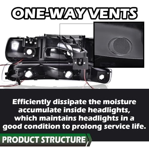 Image of GRAND ORANGE Headlight Assembly Compatible with Chevy Silverado 1500 2500 1999-2002, Fit Suburban 1500 2500 Tahoe 2000-2006 GM2502187, GM2503187, 16526134, 16526133 Smoky lens Black Housing