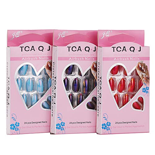 Colored Stiletto Chrome Fake Nail Tips Metallic Mirror Effect French style Artificial false Nails Acrylic Art Nails Tips