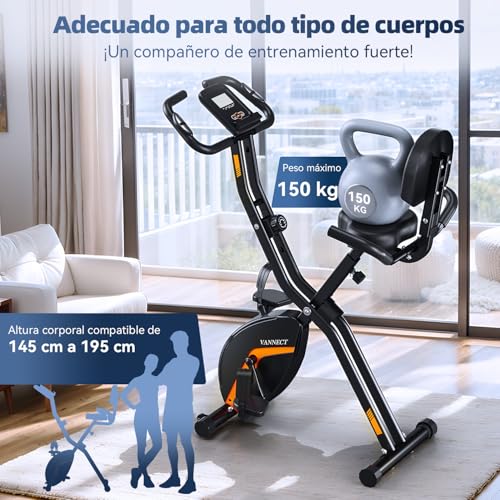 Variante de VANNECT bicicleta estatica plegable con respaldo y LCD