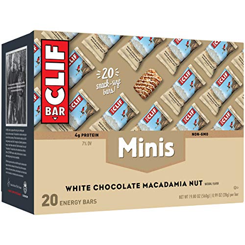 CLIF BARS - Mini Energy Bars - White Chocolate Macadamia Nut Flavor - Made with Organic Oats - Plant Based Food - Vegetarian - Kosher (0.99 Ounce Snack Bars, 20 Count)