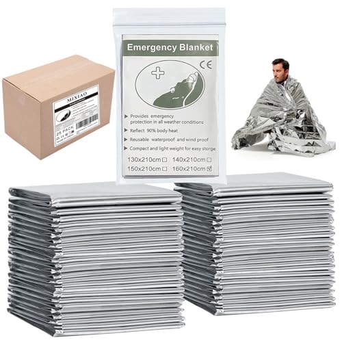 MIXIAO Emergency Foil Thermal Blanket (Pack of 25), 210 x