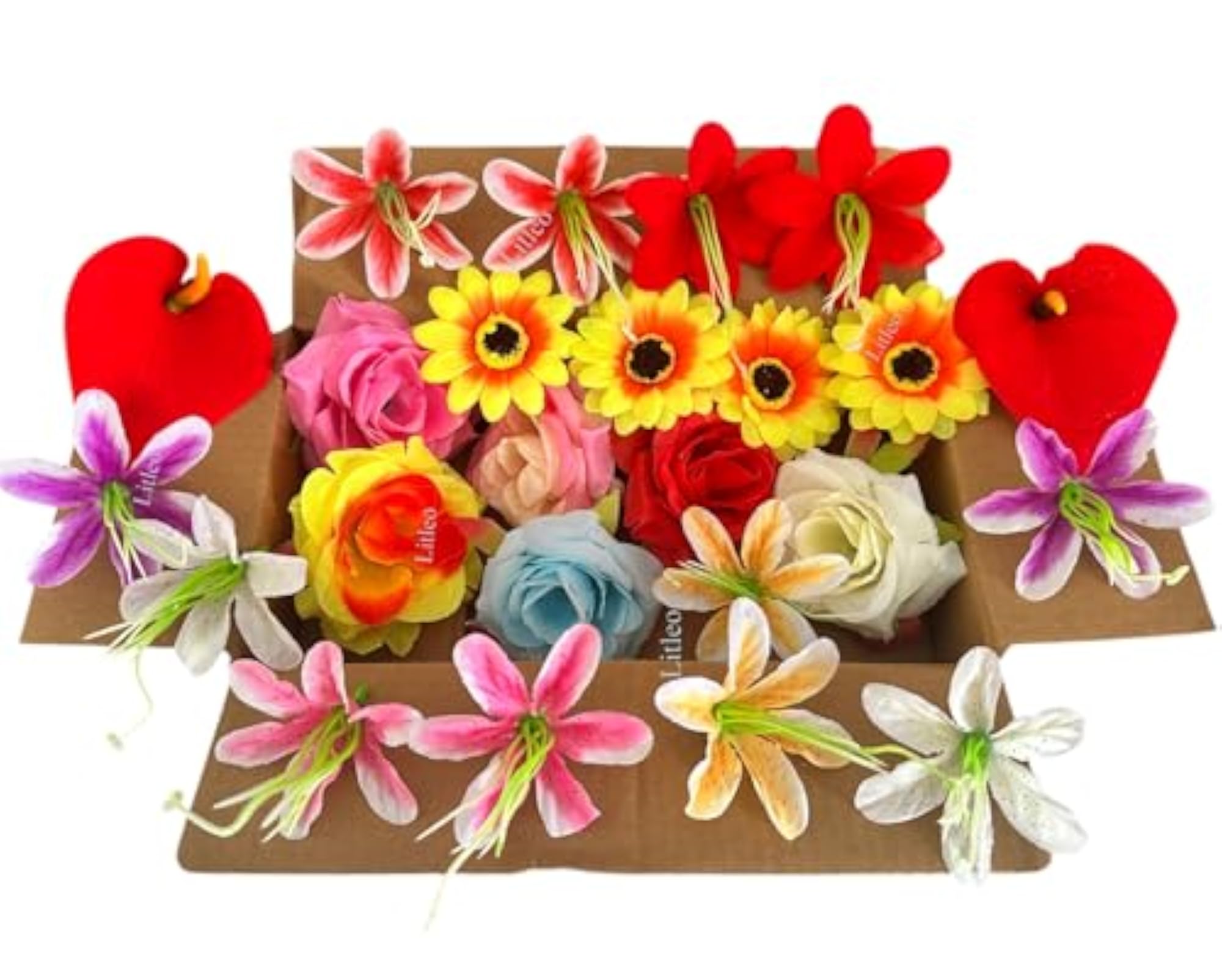 Artificial Mixed Flower Box Set, 24 Pcs